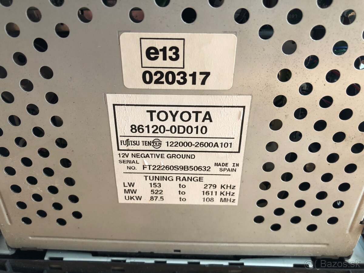 Toyota Yaris P1 - Audio systém 86120-0D010 - 2
