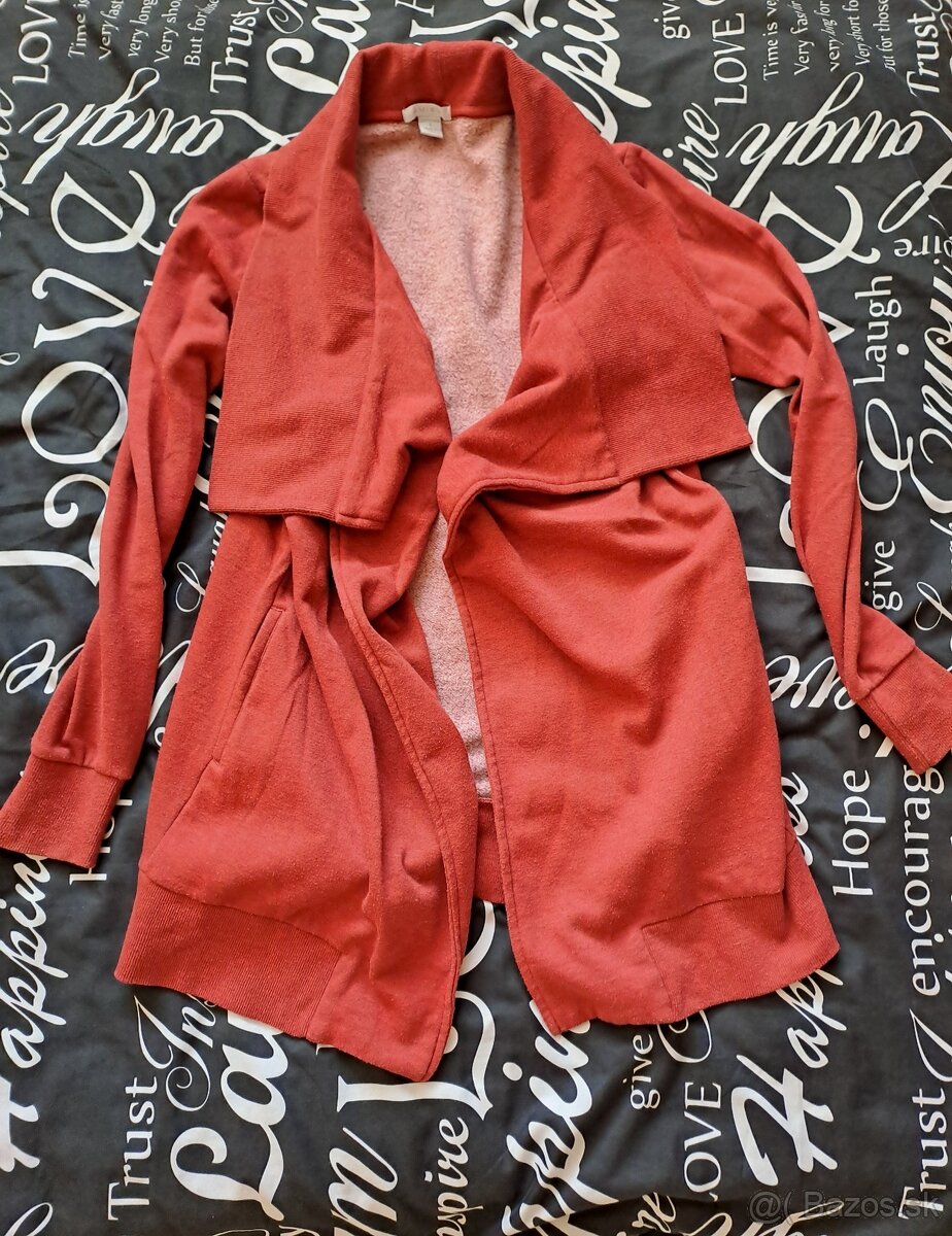 Tehlovy mikinovy kardigan - 2