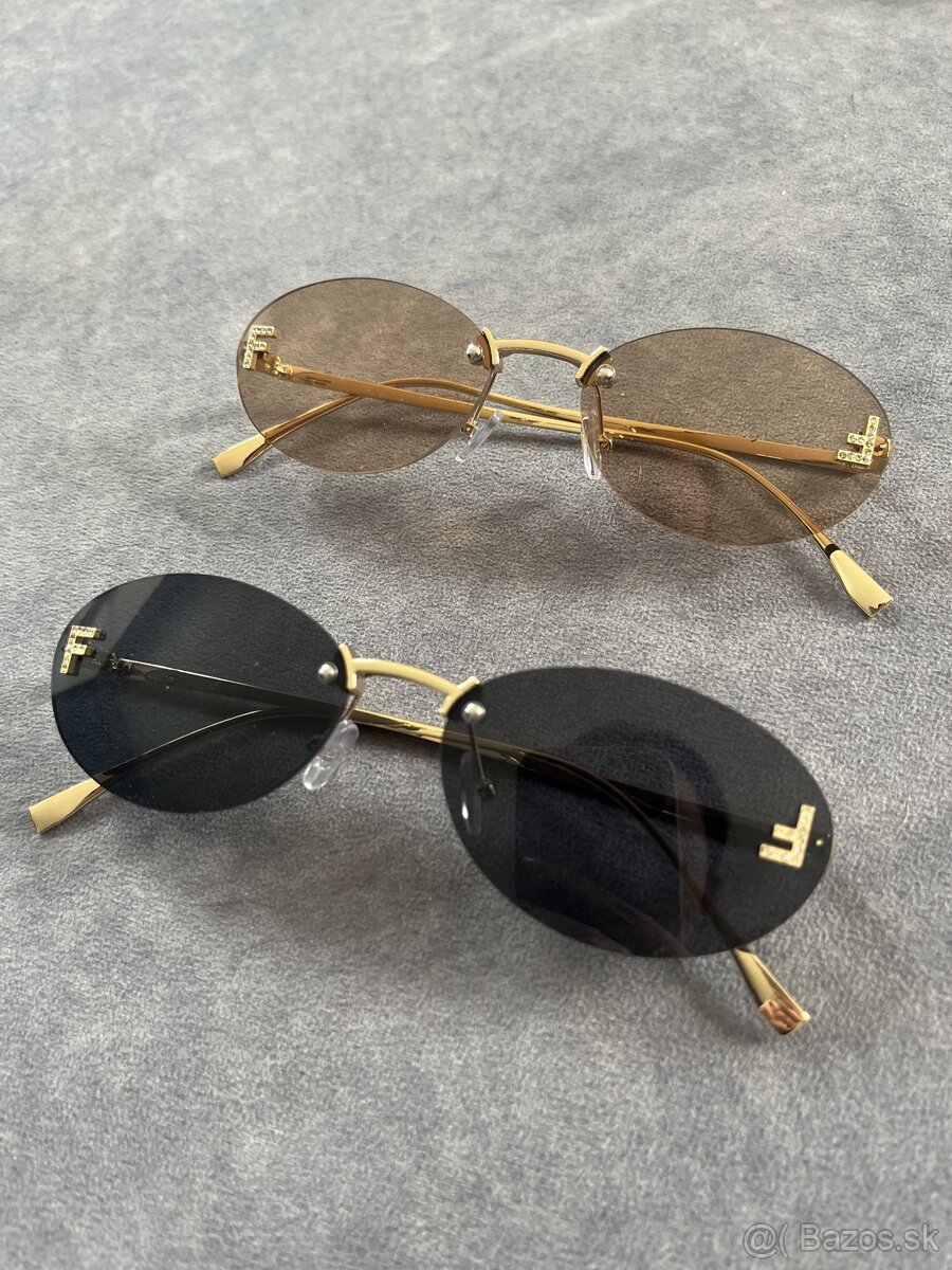 Slnecne damske okuliare Fendi, cierna a sampanske farba - 2