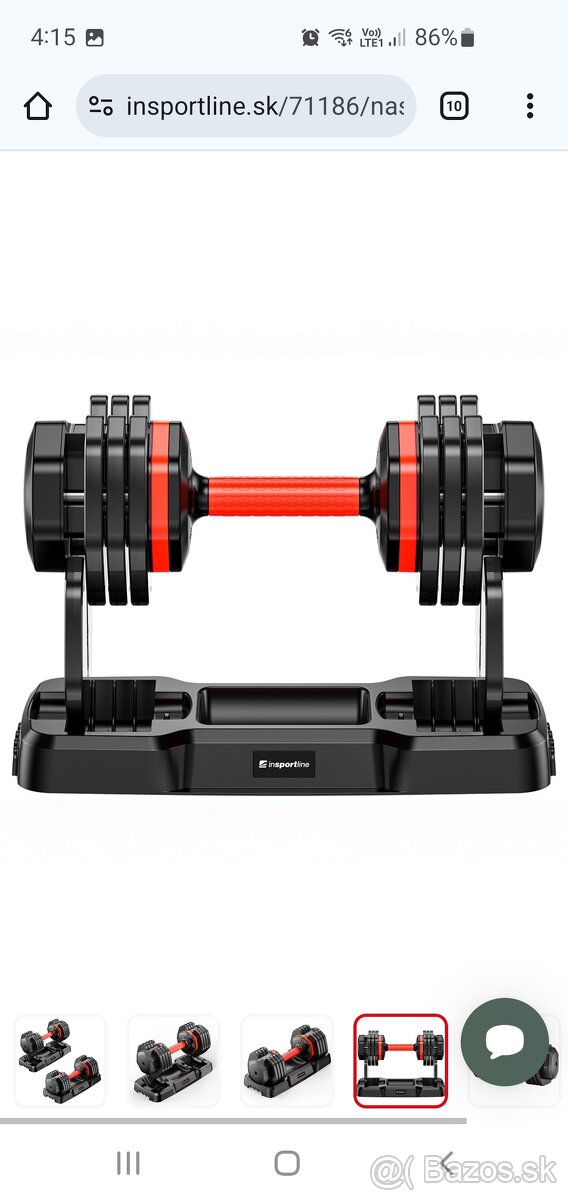 Predám 2 ks nastaviteľné jednoručky inSPORTline DurabBell. - 2