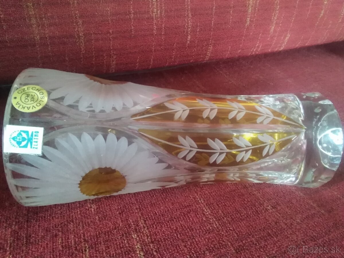 Krištáľová váza - Czechoslovakia Zlatno. Nepoužitá. - 2