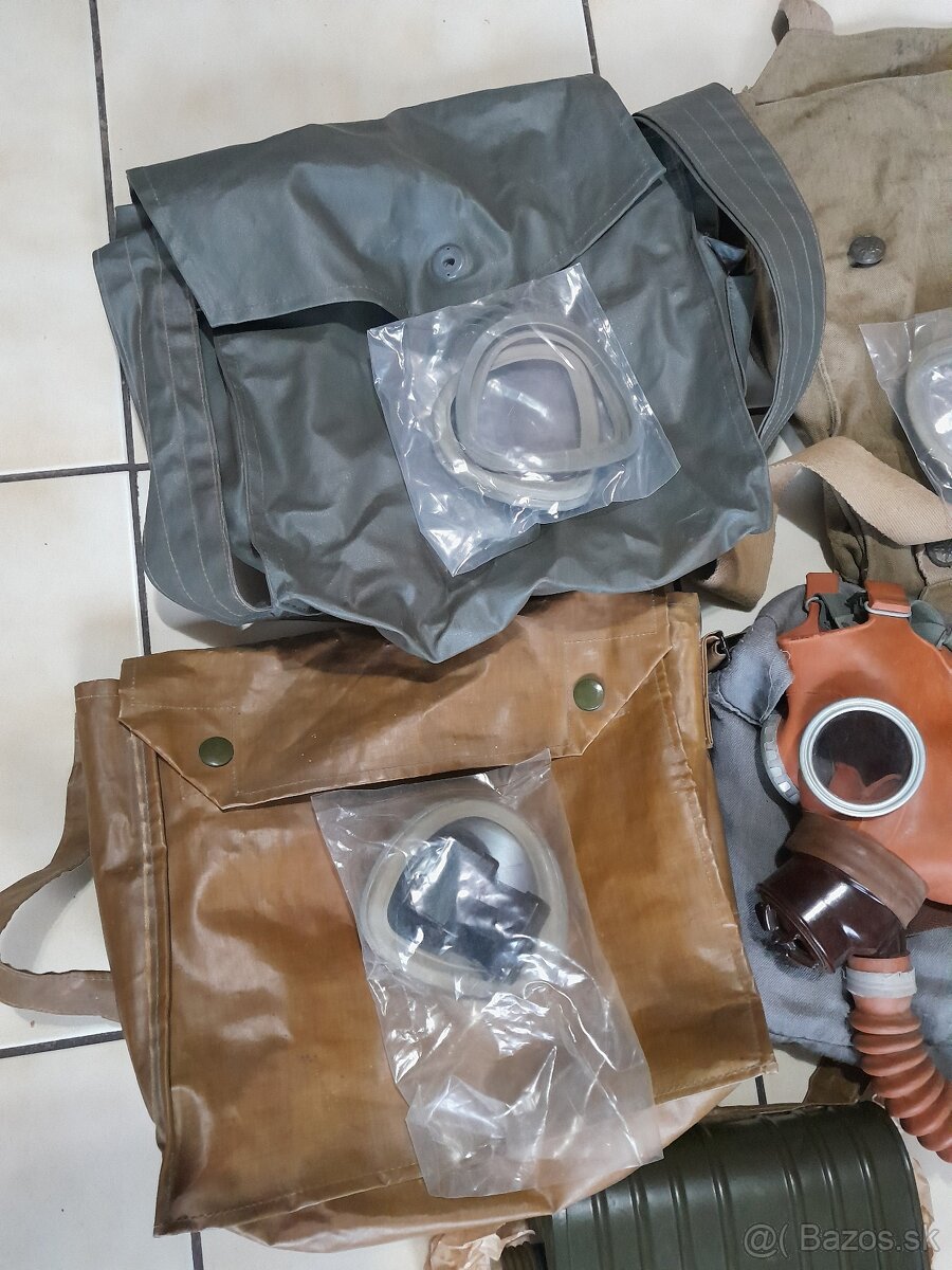 Plynová maska, taška, filter, očnice, Civilná ochrana, ČSLA - 2