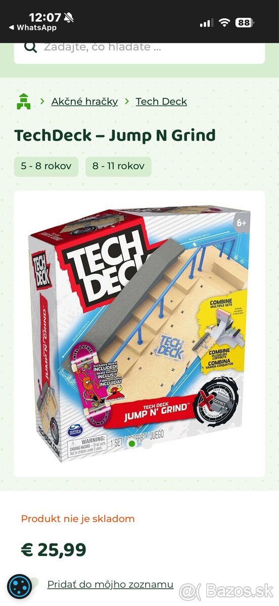 Tech deck fingerboard rampa jump n grind - 2