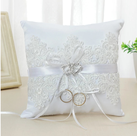 Svadobný vankúšik na obrúčky biely NOVÝ - 2