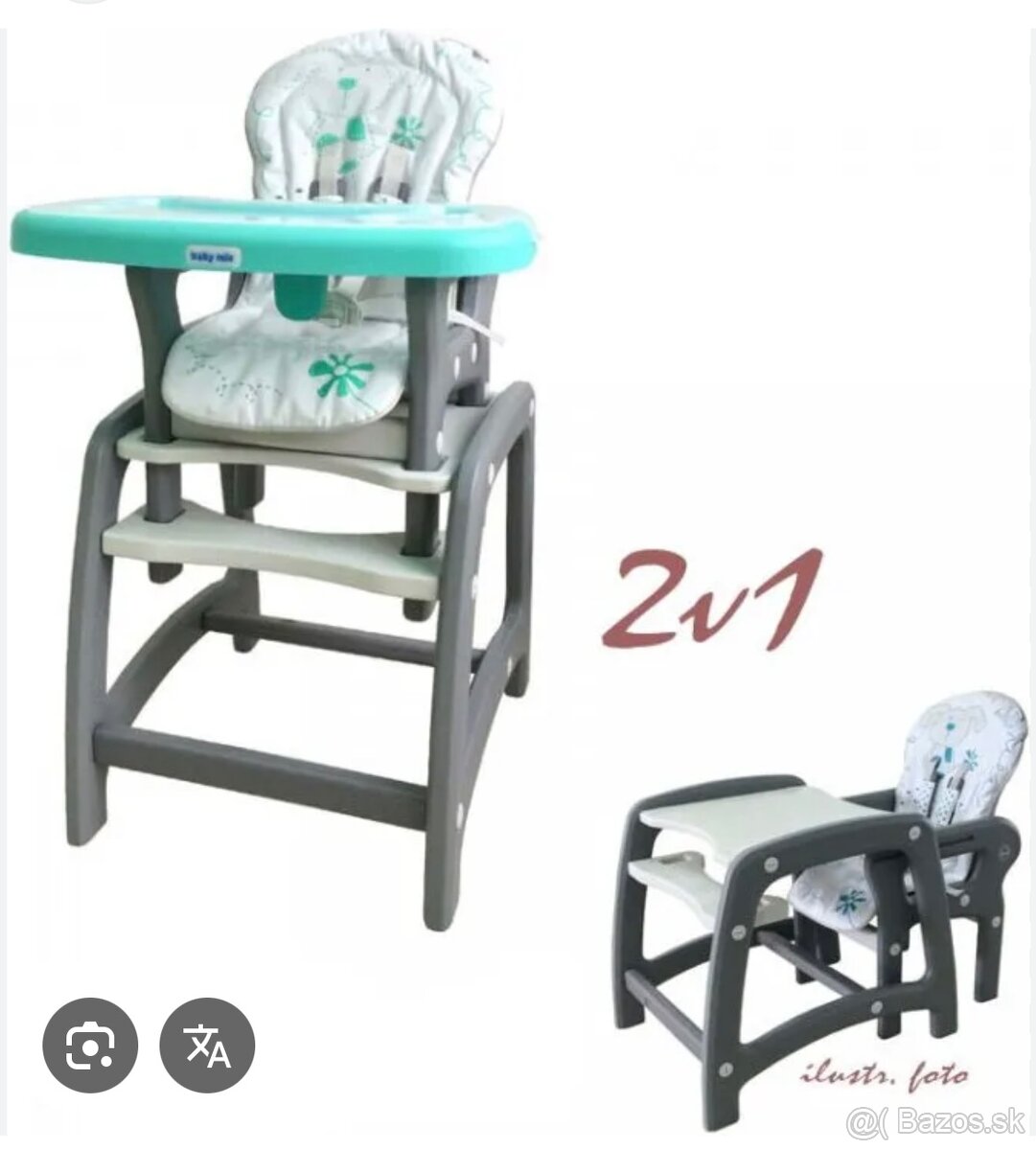 Jedálenská stolička Baby mix 2v1 - 2