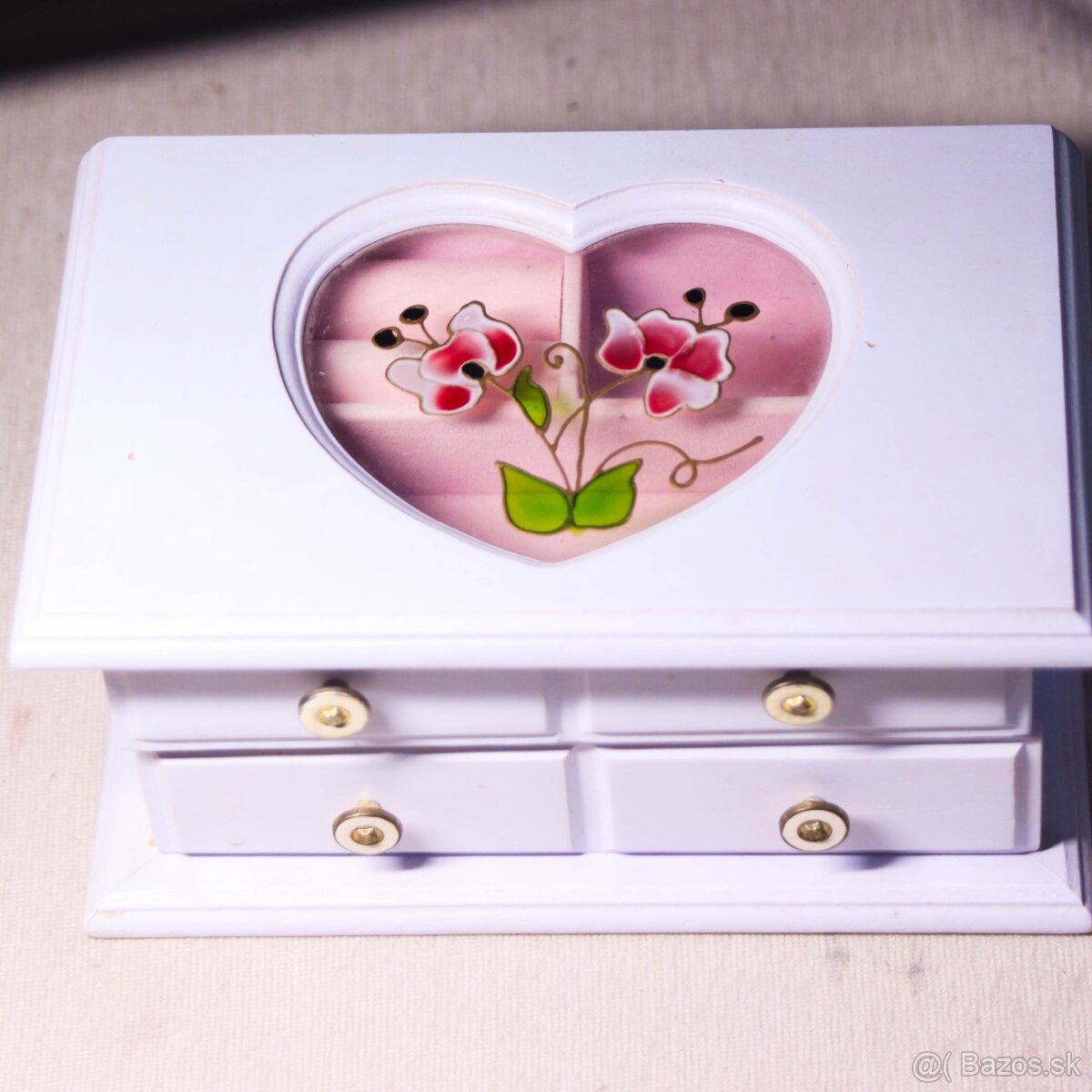 šperkovnica biela so sklomaľbou - 2