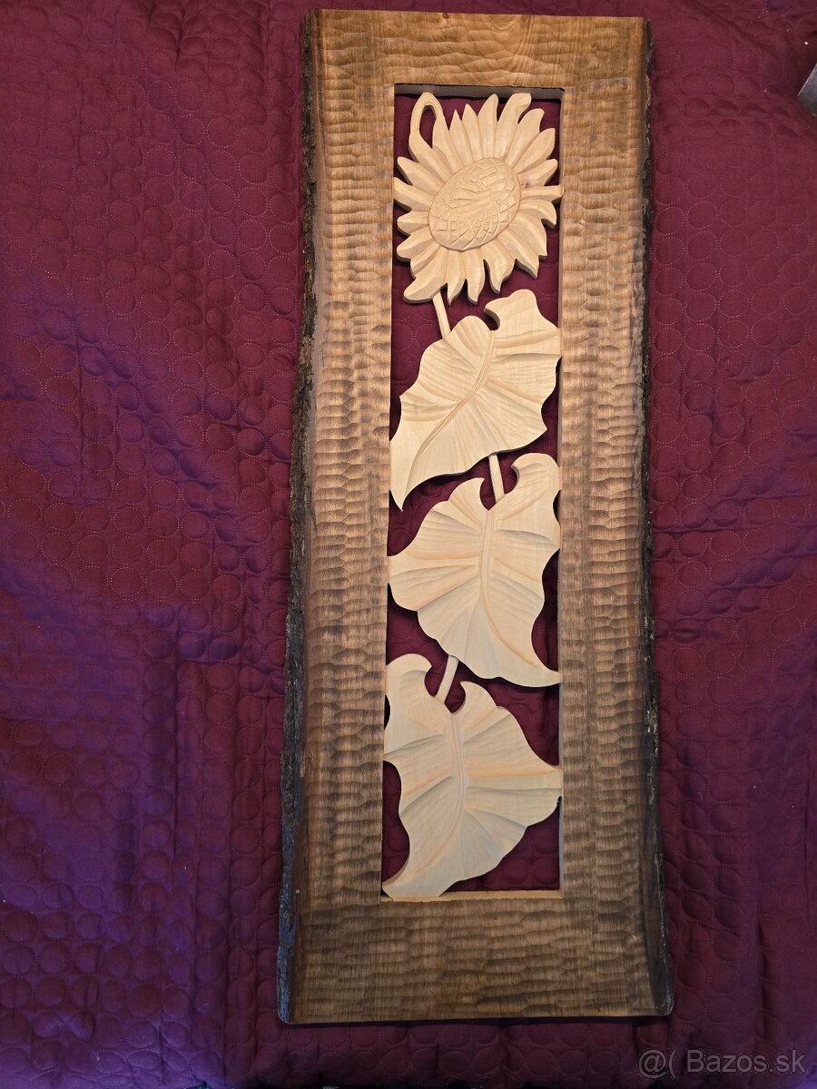 Drevený obraz slnečnice, 79cm - 2