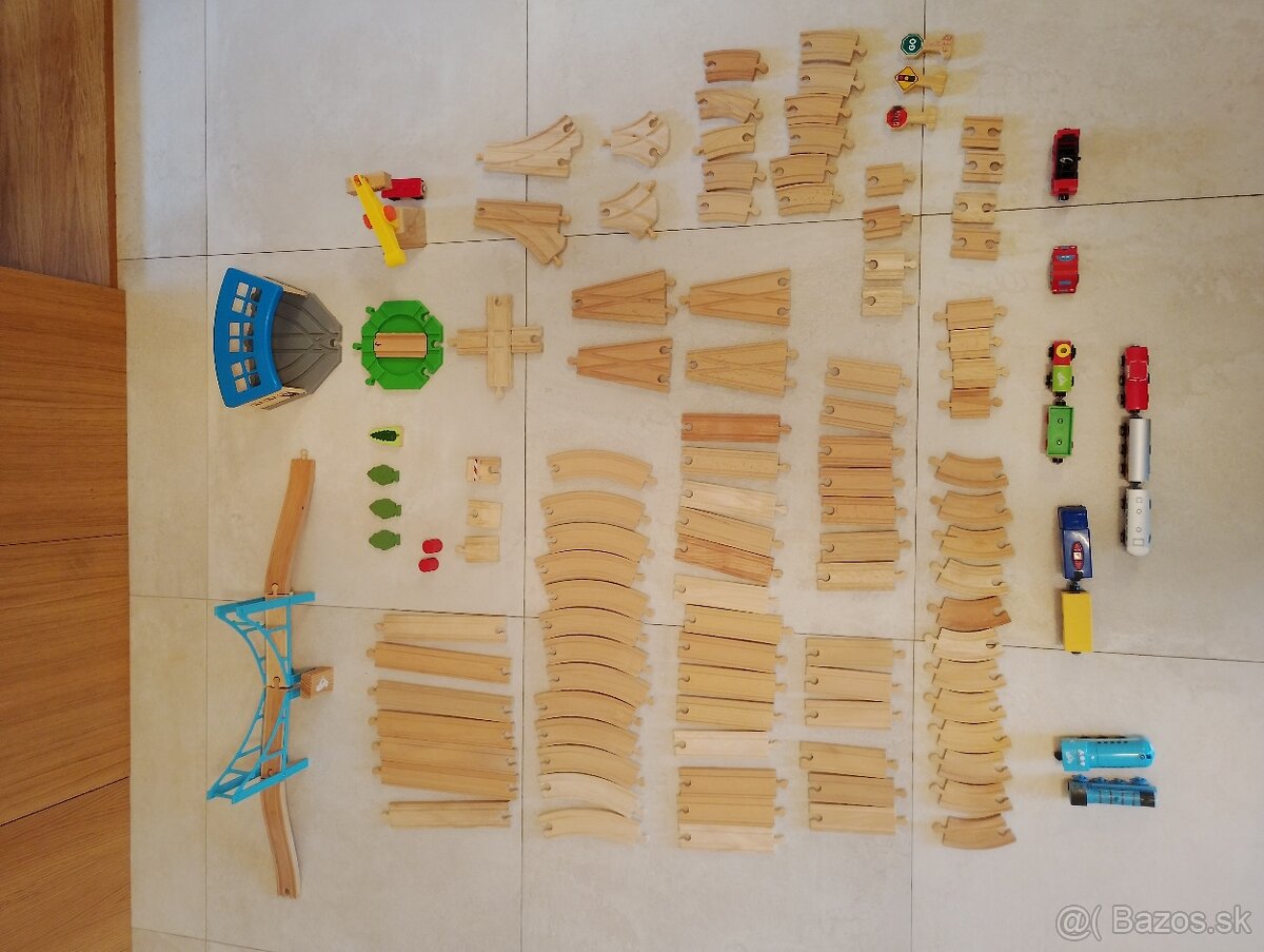 Drevené koľajnice 100ks sada vláčikov - 2