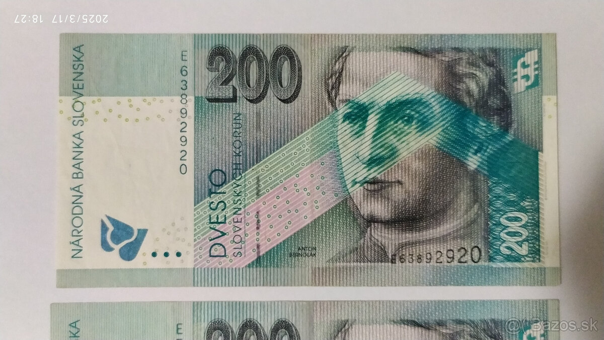 Bankovky 200Sk s. E 2002 - 2