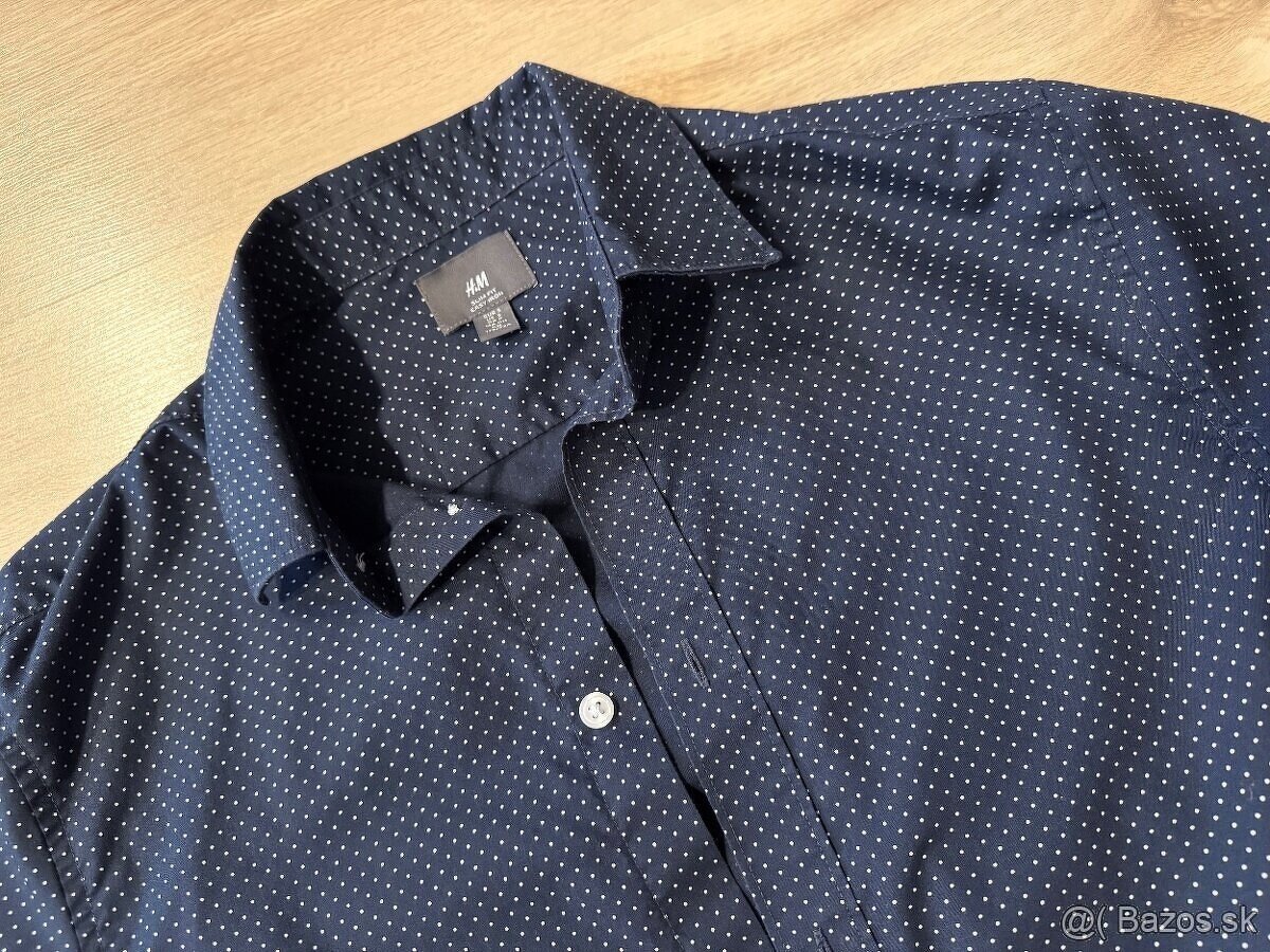 Pánska H&M modrá bodkovaná košeľa - 2