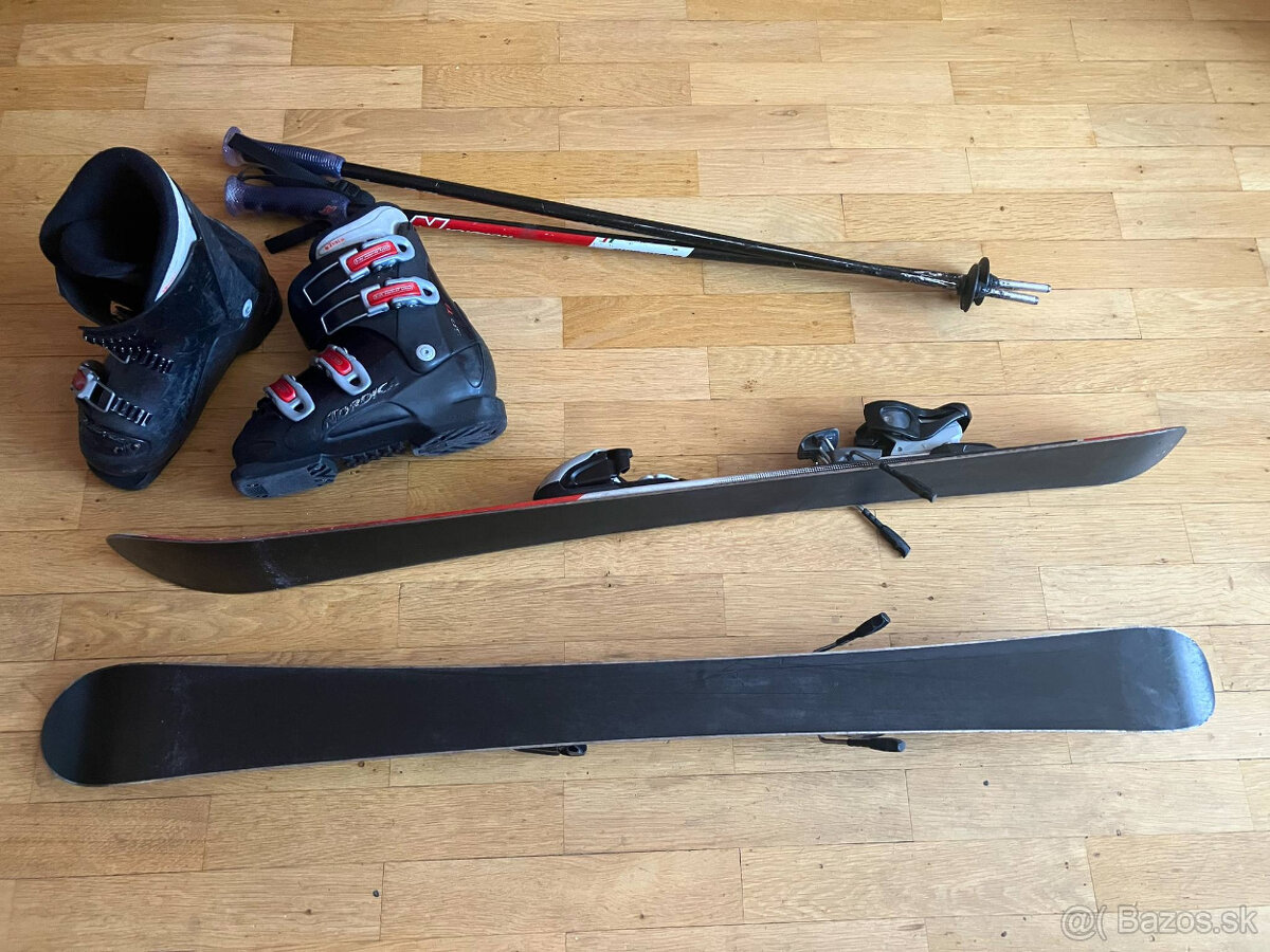 Detské lyže Nordica 100cm, paličky, lyžiarky - 2