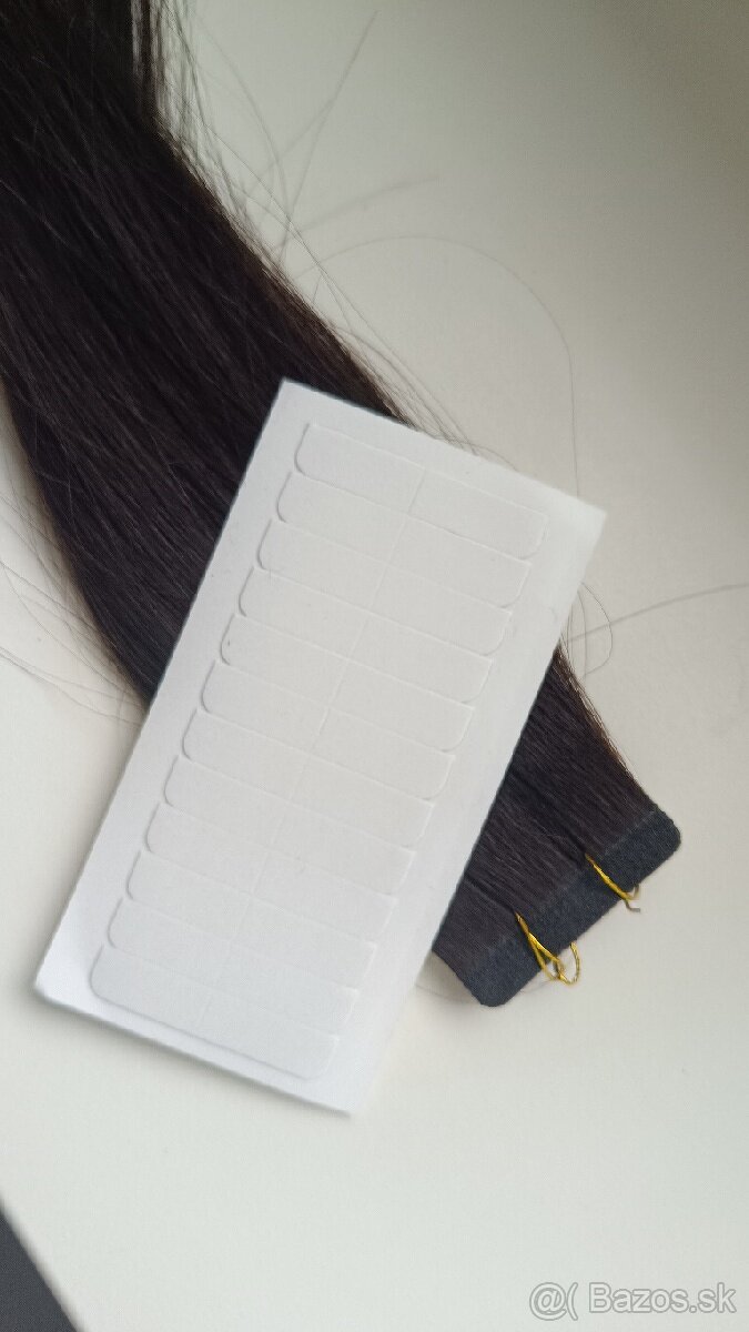 PRAVÉ VLASY predĺženie, príčesok hnedé + náhradné pásky - 2