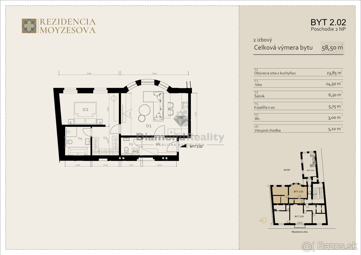 REZIDENCIA MOYZESOVA | 2 IZBOVÝ BYT DOKONČENÝ V ŠTANDARDE | - 2