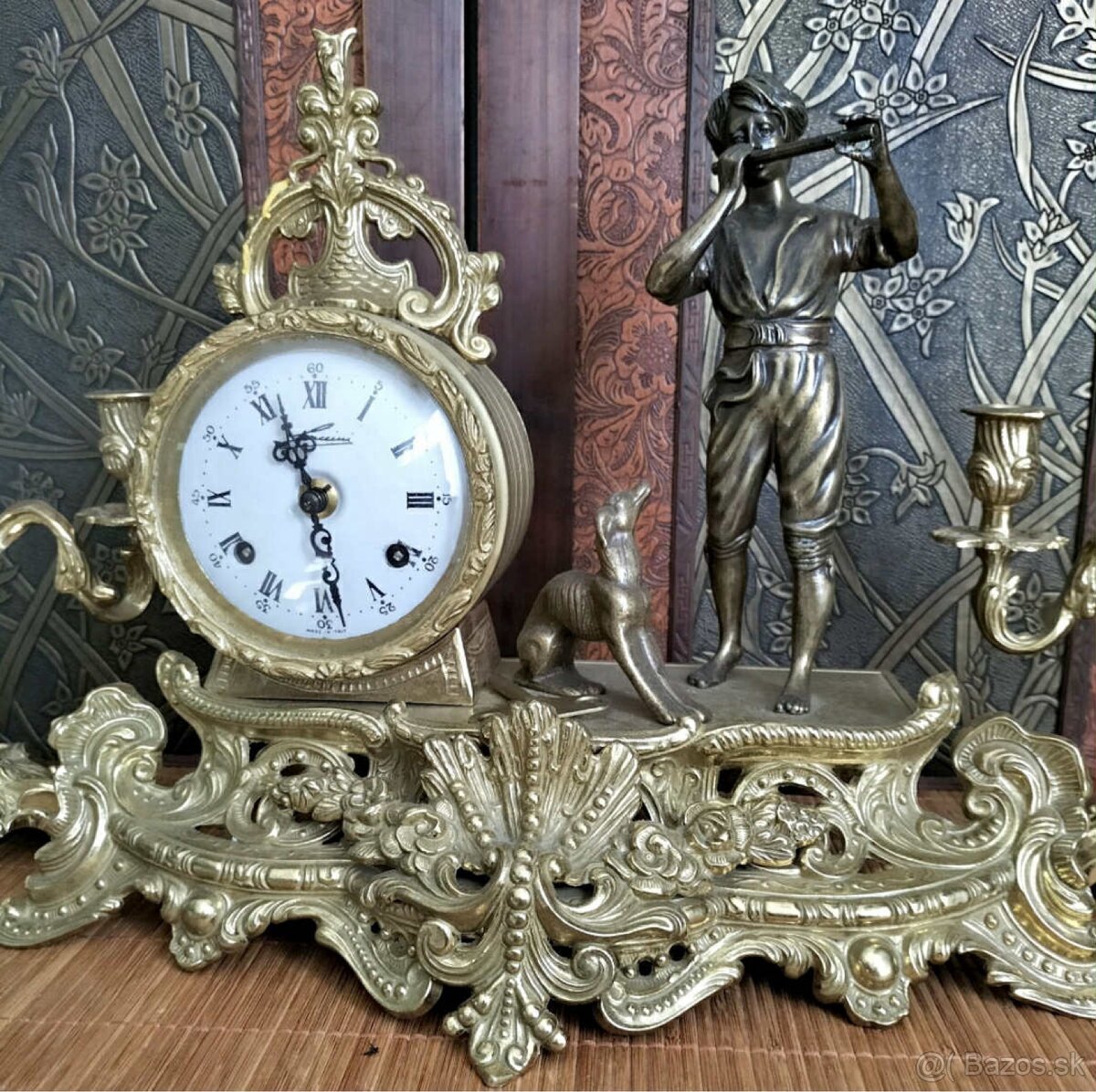 Starožitné krbové hodiny so svietnikmi - 2