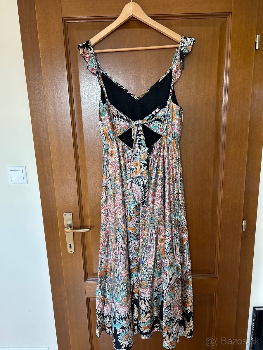 Satenove vzorovane saty s maslou 38 - 2