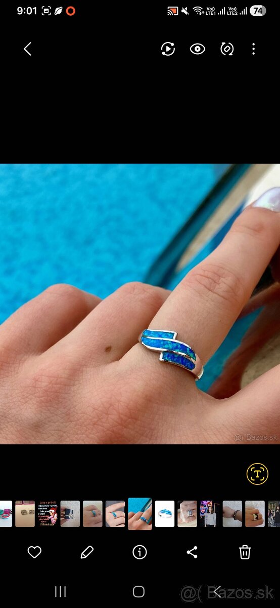 Strieborný opálový prsteň v.55 - 2