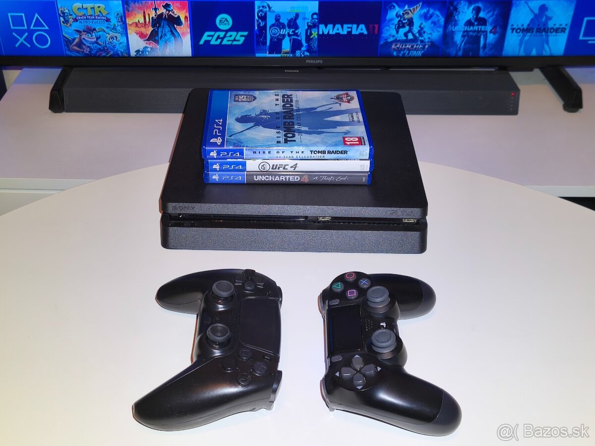 PS4 PLAYSTATION 4 SLIM + 2X OVLADAC + HRY - 2