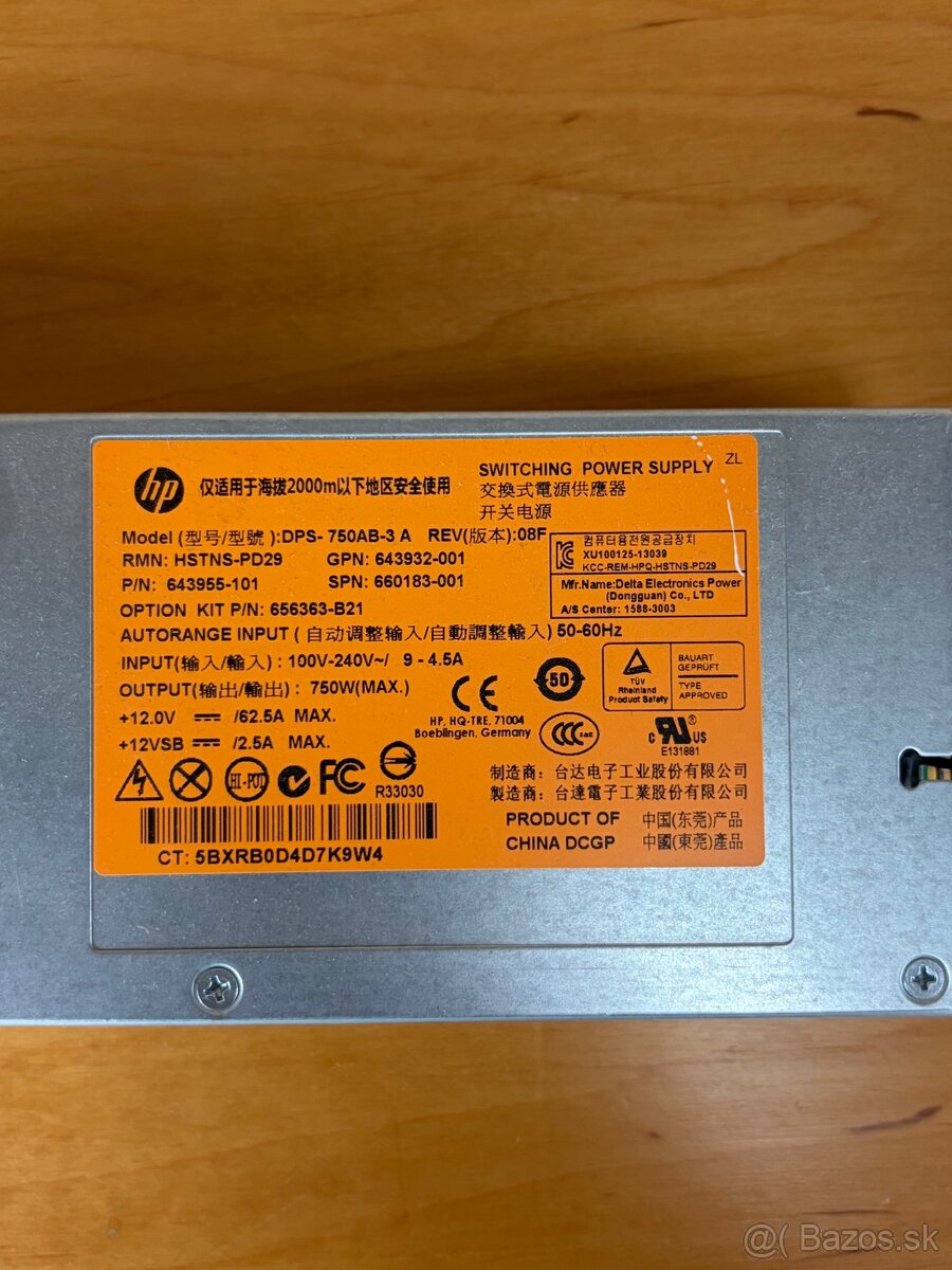 Predám serverový zdroj HP 750 W (Hot-Plug) - 2