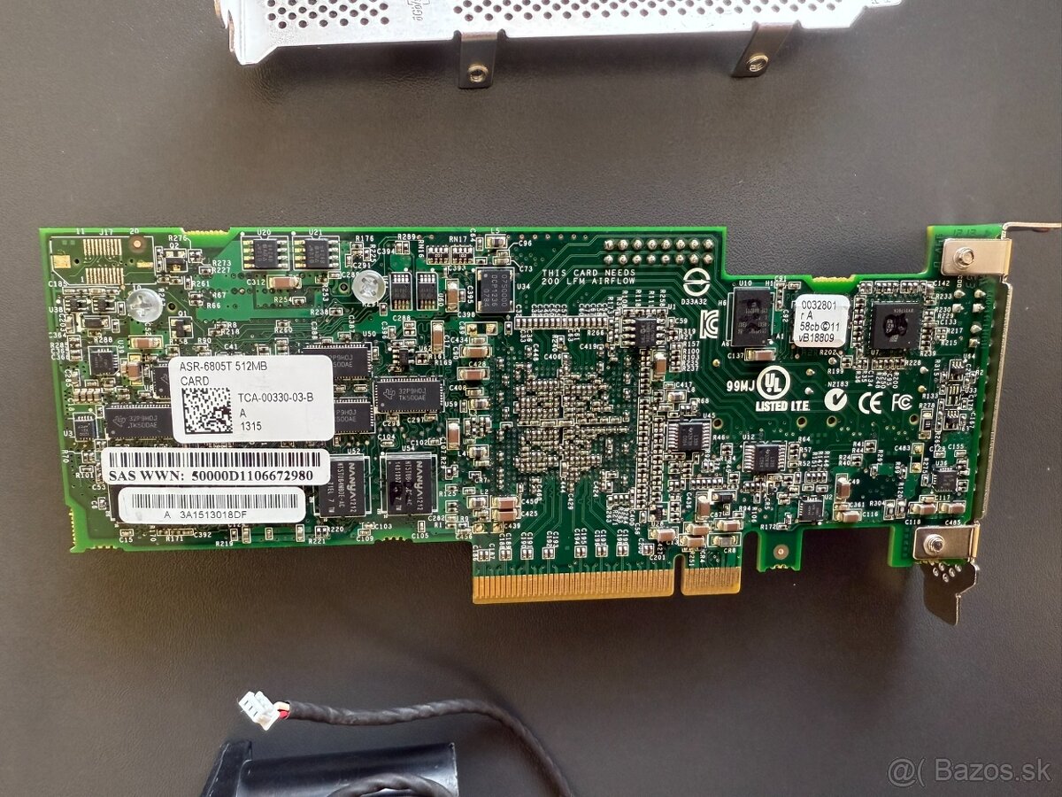 Predám RAID kartu ASR-6805T + cache 512MB + battery - 2