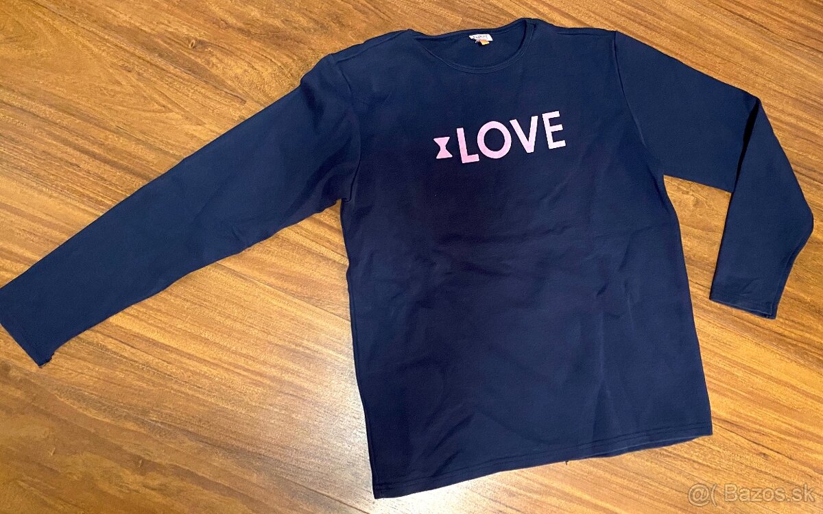Tmavomodrá mikina LOVE veľ. na 13-14 rokov, nová - 2