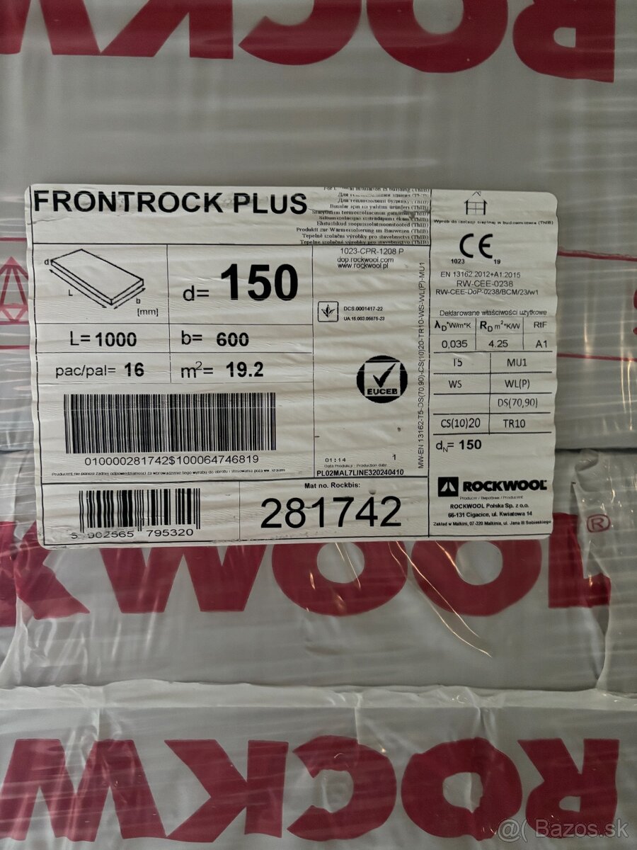 Fasádna minerálna vlna/vata 150 mm - 2
