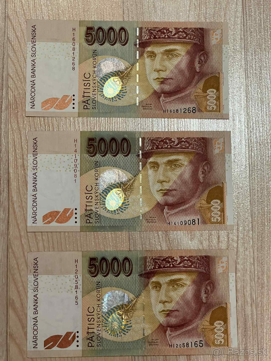 Slovenské bankovky 5000SK,1000SK,500SK,200SK,100SK,50SK,20SK - 2