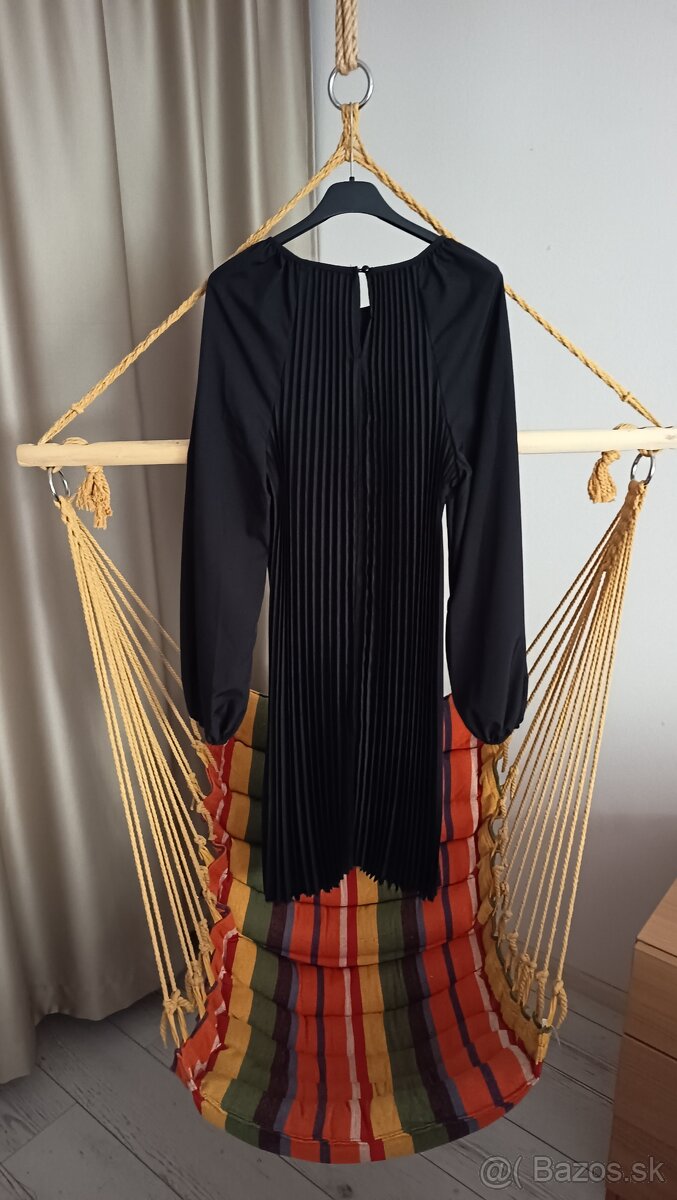 Dámske šaty čierne nové XL plisované - 2