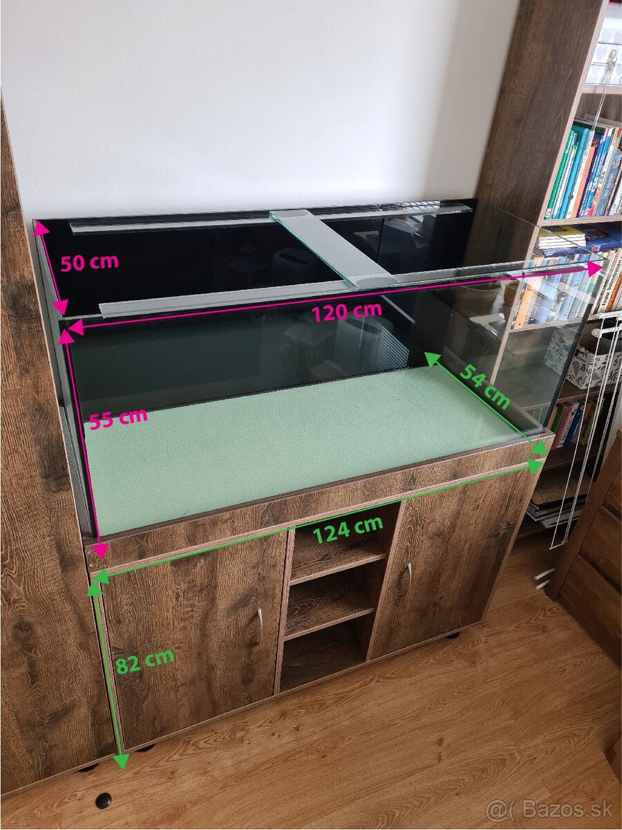 Predám nepoužívané akvárium 120x55x50cm so skrinkou a štrkom - 2