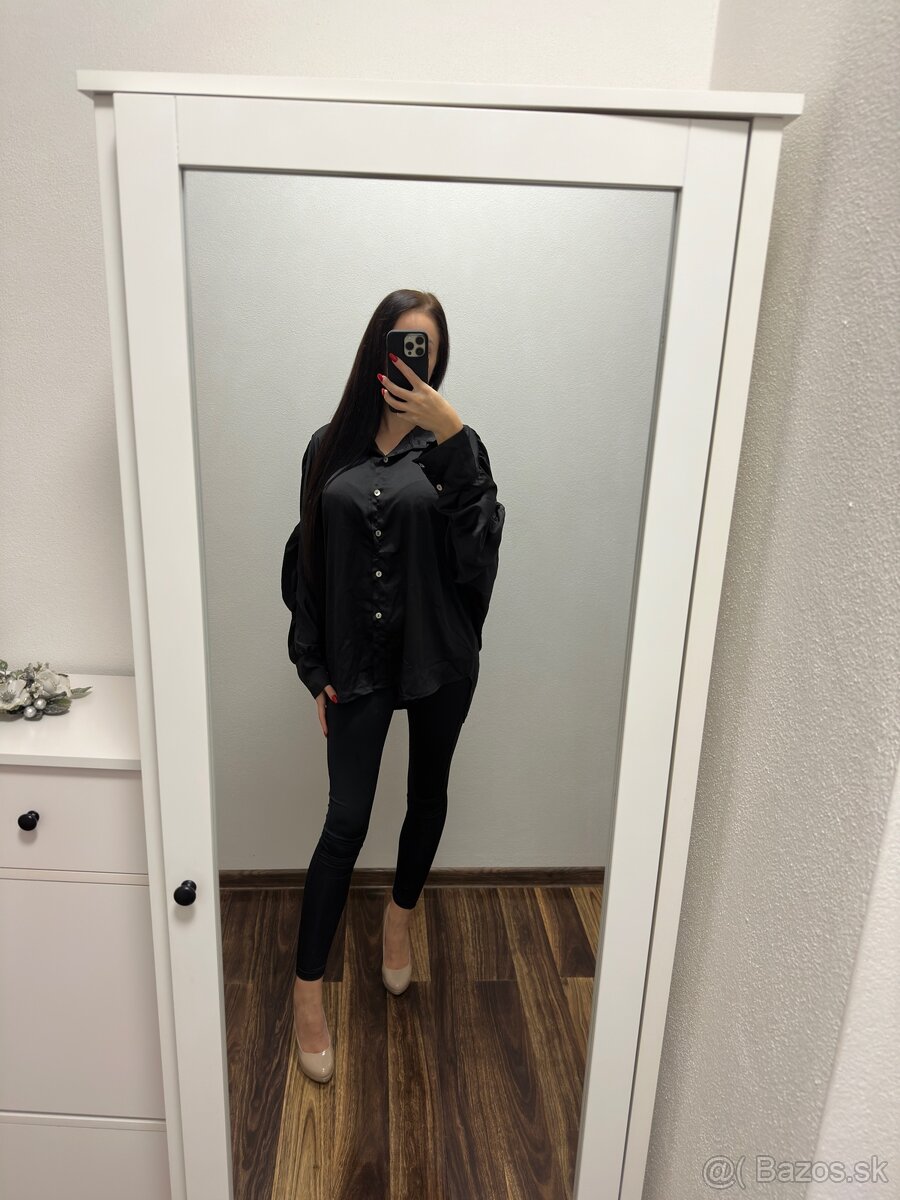 Čierna saténová košeľa - 2