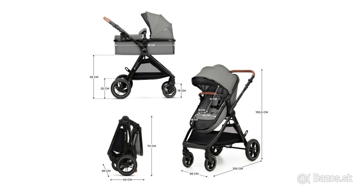 Kinderkraft Esme Pro 3v1 multifunkčný kočík_sivy - 2