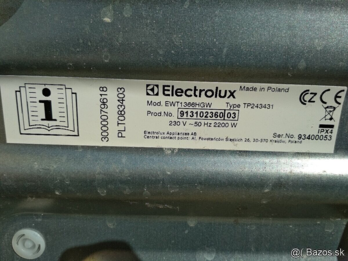 Rozpredam práčku Electrolux EWT1366HGW na NAHRADNE DIELY - 2