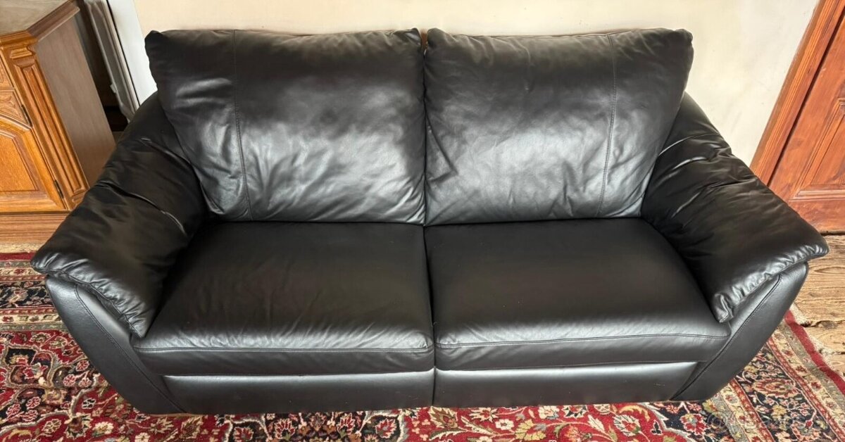 Černá kožená sedačka,5843 - 2