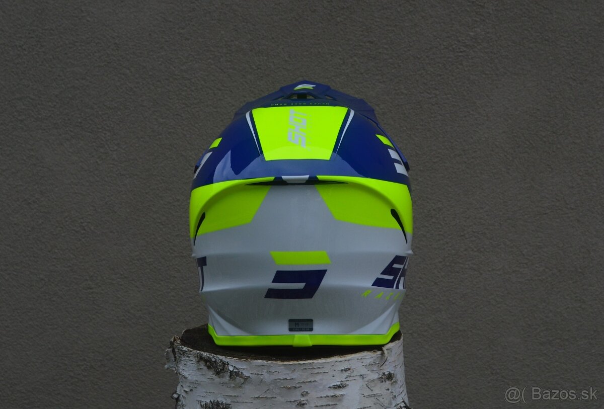 Kvalitná fluo žltá modrá biela prilba - 2