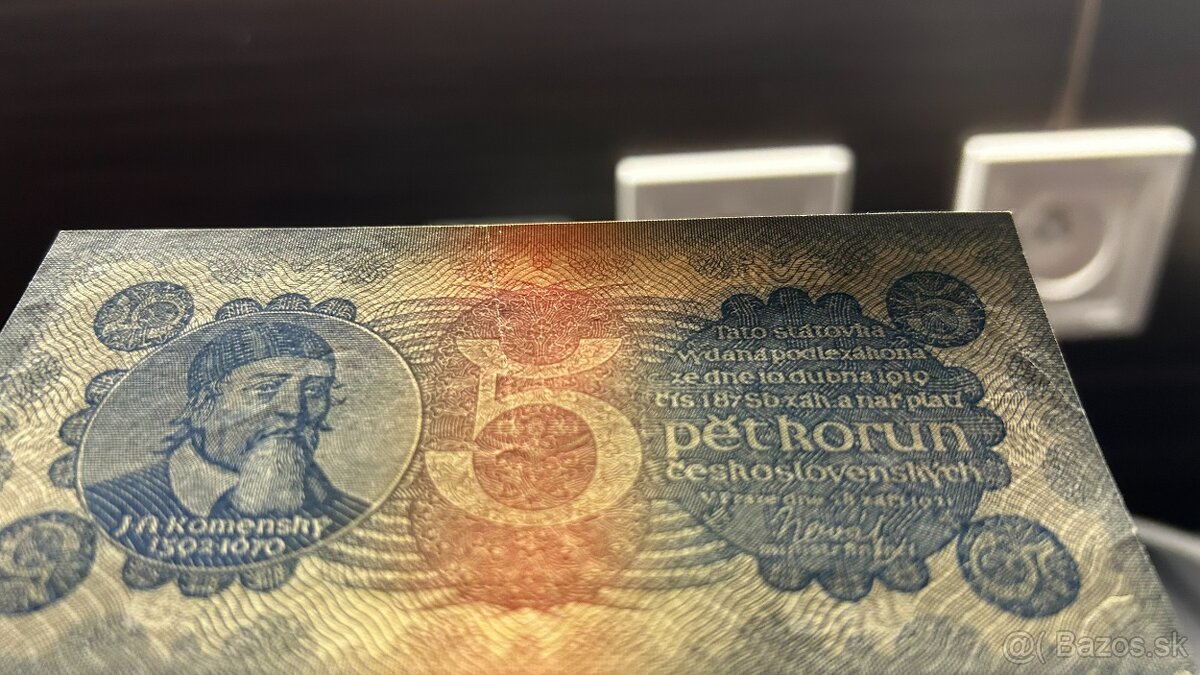 Bankovky 1.ČSR 5 korun 1921 Komenský - 2