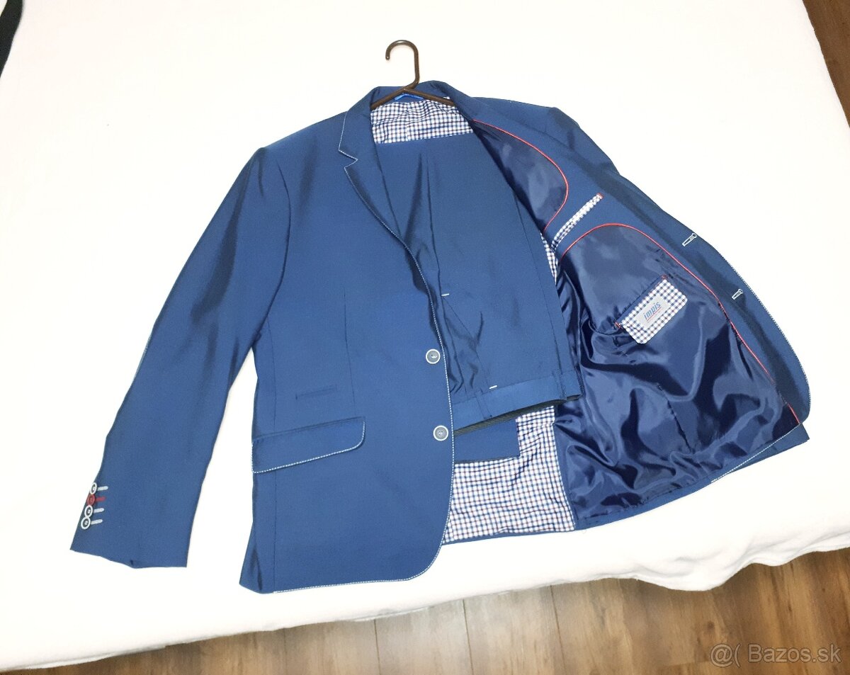 Pánsky modrý slim oblek - 2