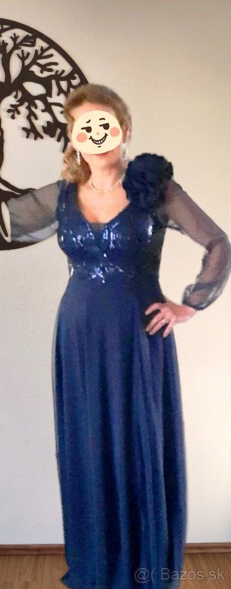 Tmavomodré spoločenské šaty - 2