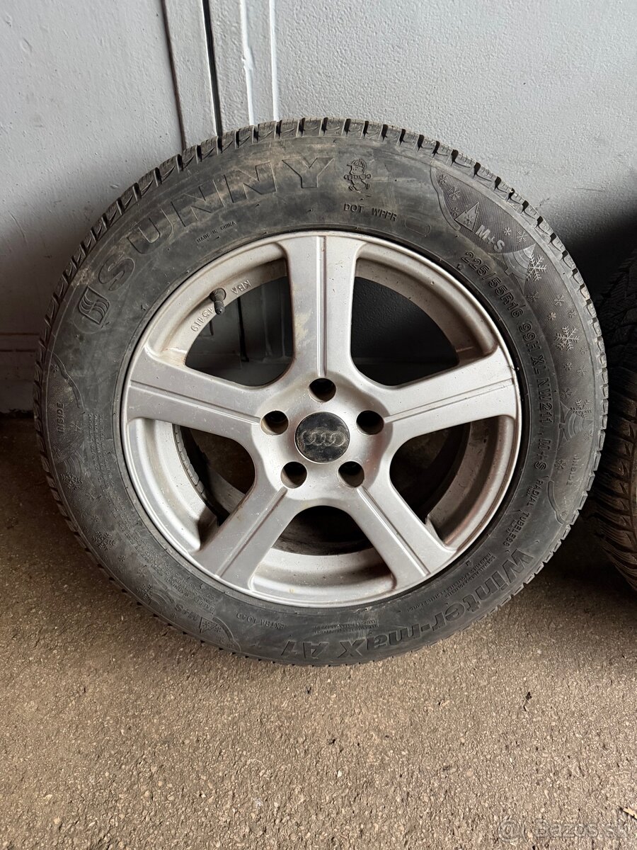 Al disky Audi, Škoda+pneumatiky 225/55 R16. - 2
