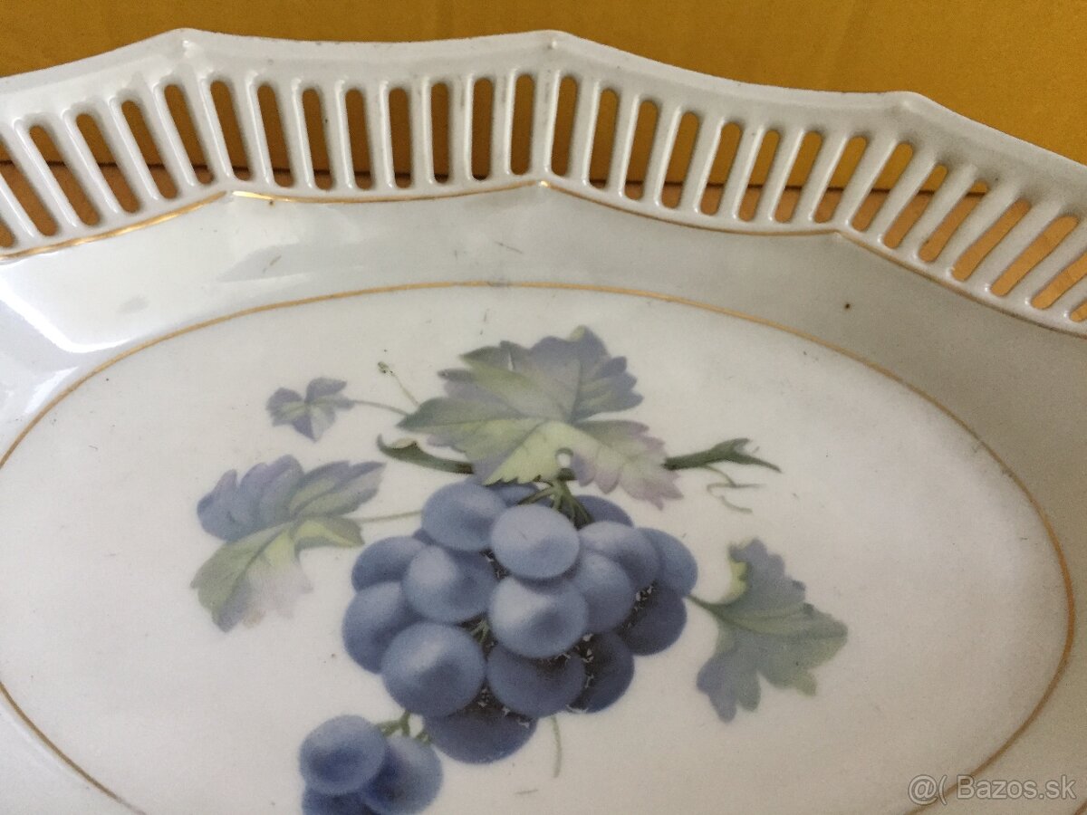 Starozitny vintage antik prerezavany kosik misa tacka motiv - 2