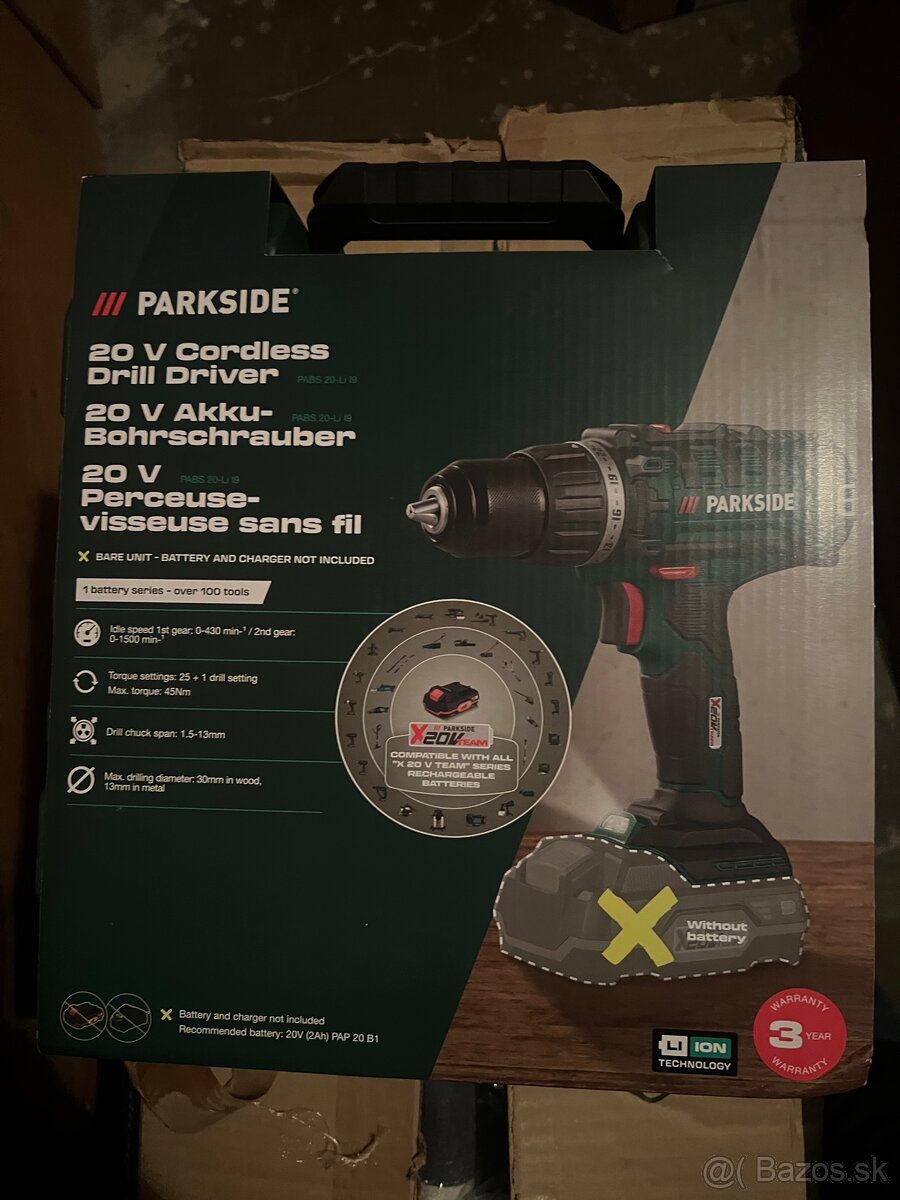 Nová aku vŕtačka Parkside PABS 20-Li B9 – 20V - 2