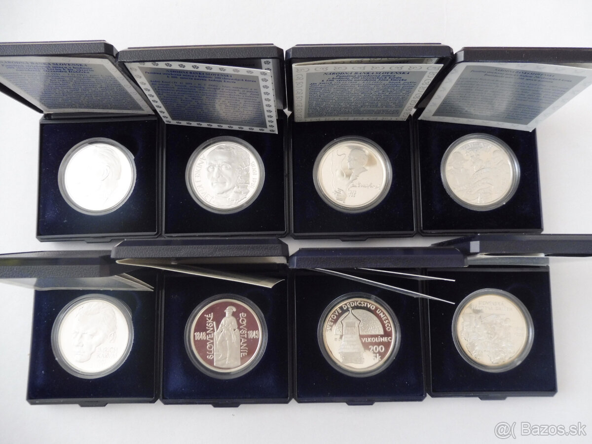 200Sk/500Sk/1000Sk strieborne mince SR, proof - 2