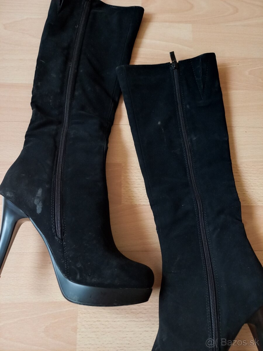 Čierne vysoké čižmy na platforme - 2