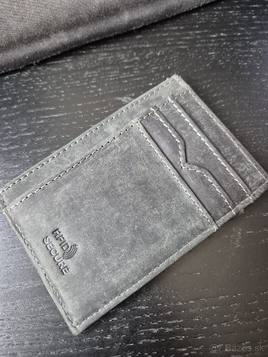 Kozena dokladovka, cierna RFID secure - 2
