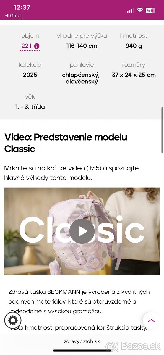 Skolska taska beckmann 1-3 roč - 2