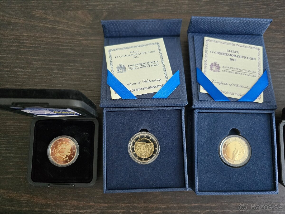 Malta Holandsko 2€ PROOF 2011 2012 v etui s certifikatom - 2