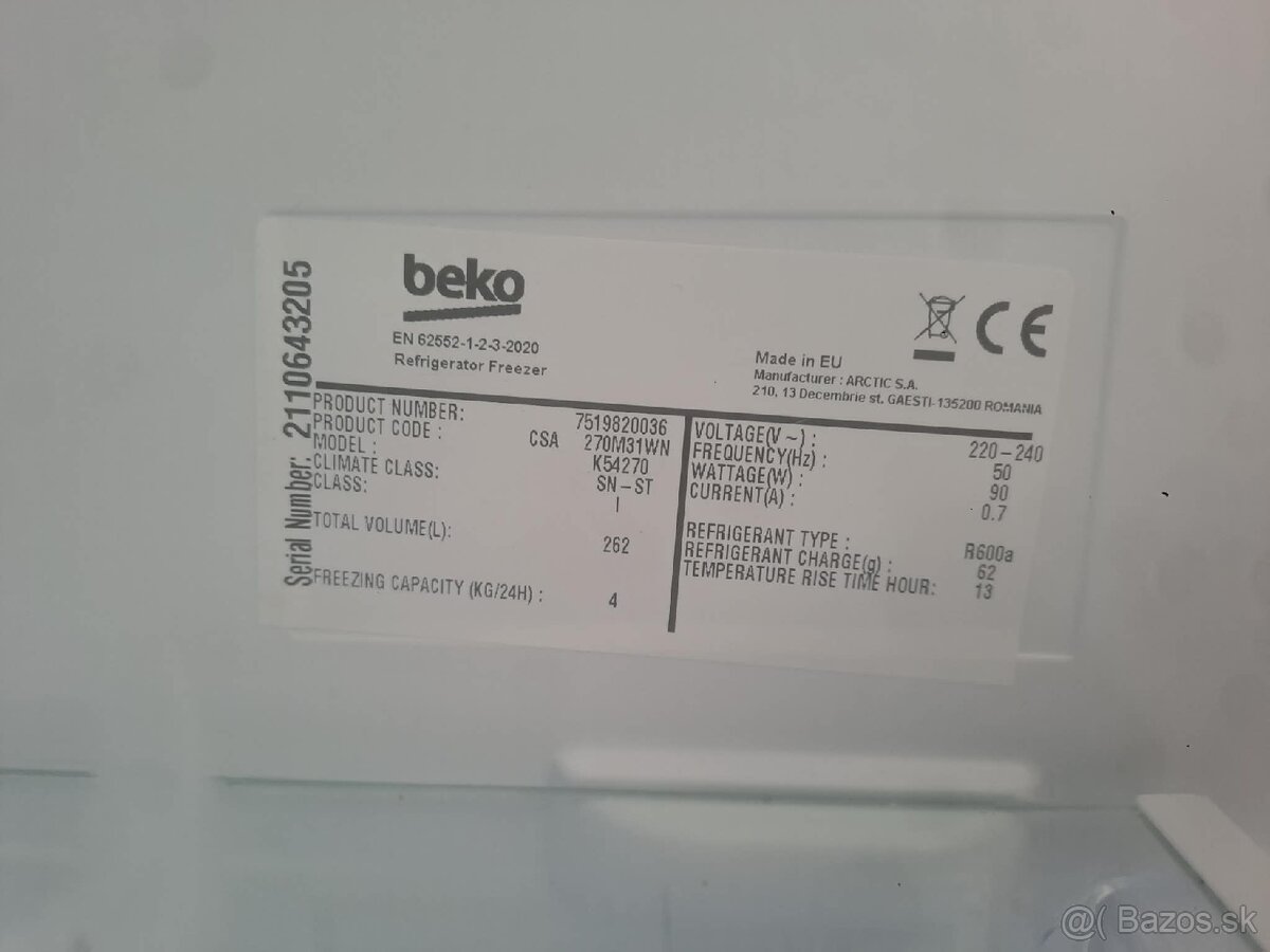 Predám chladničku s mrazničkou BEKO - 2