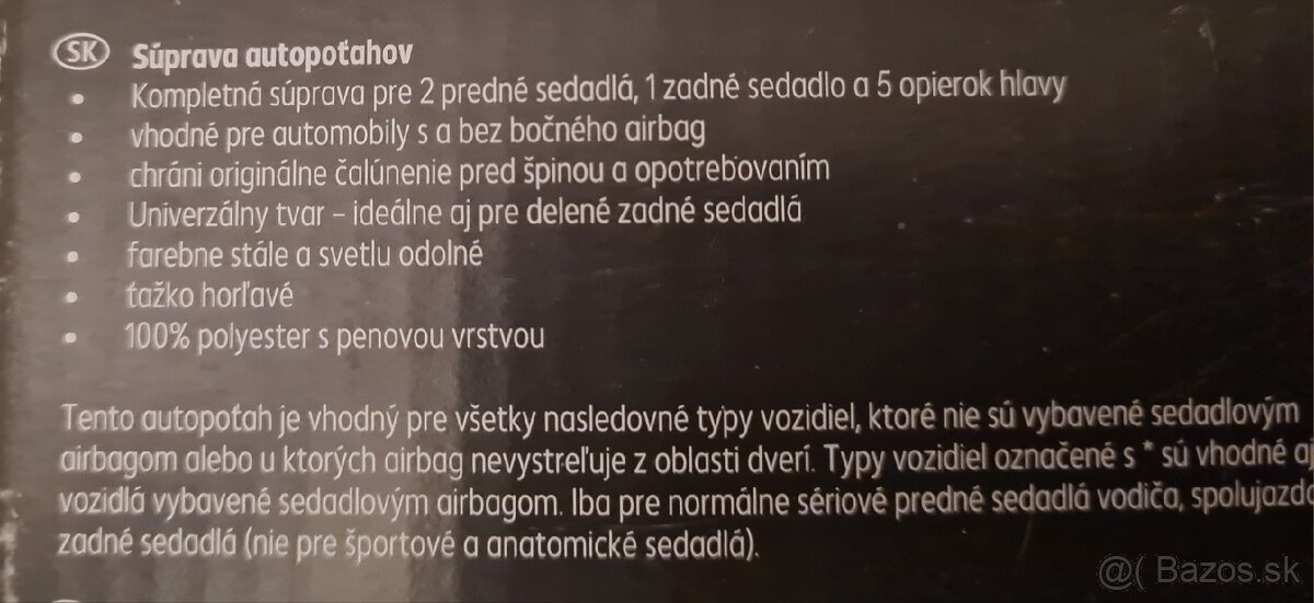 Predám poťahy na autosedadlá - 2