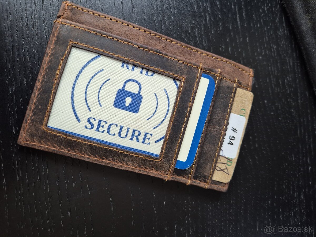 Kozena dokladovka hneda RFID secure - 2