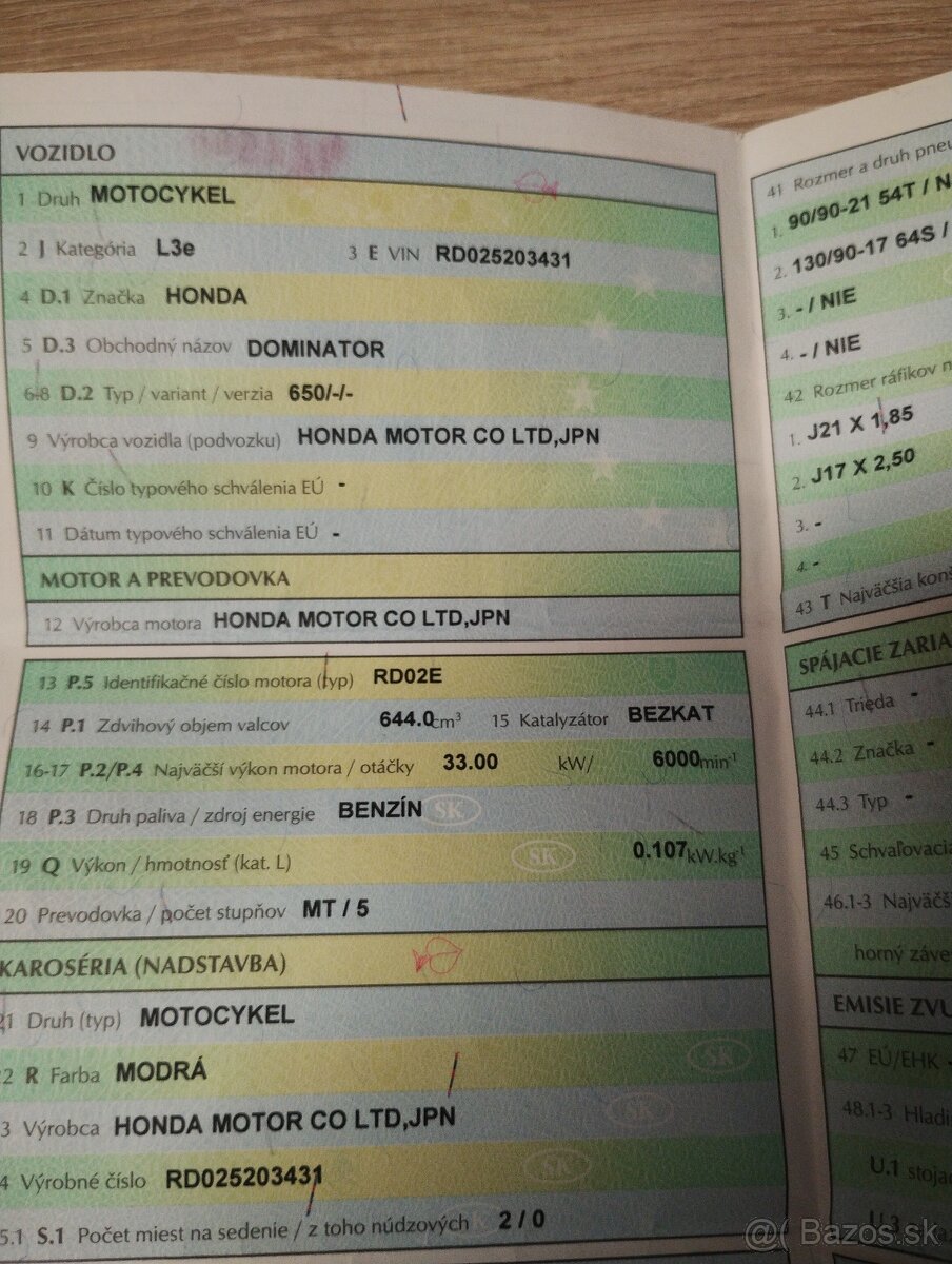 Predám Hondu dominator 650 - 2