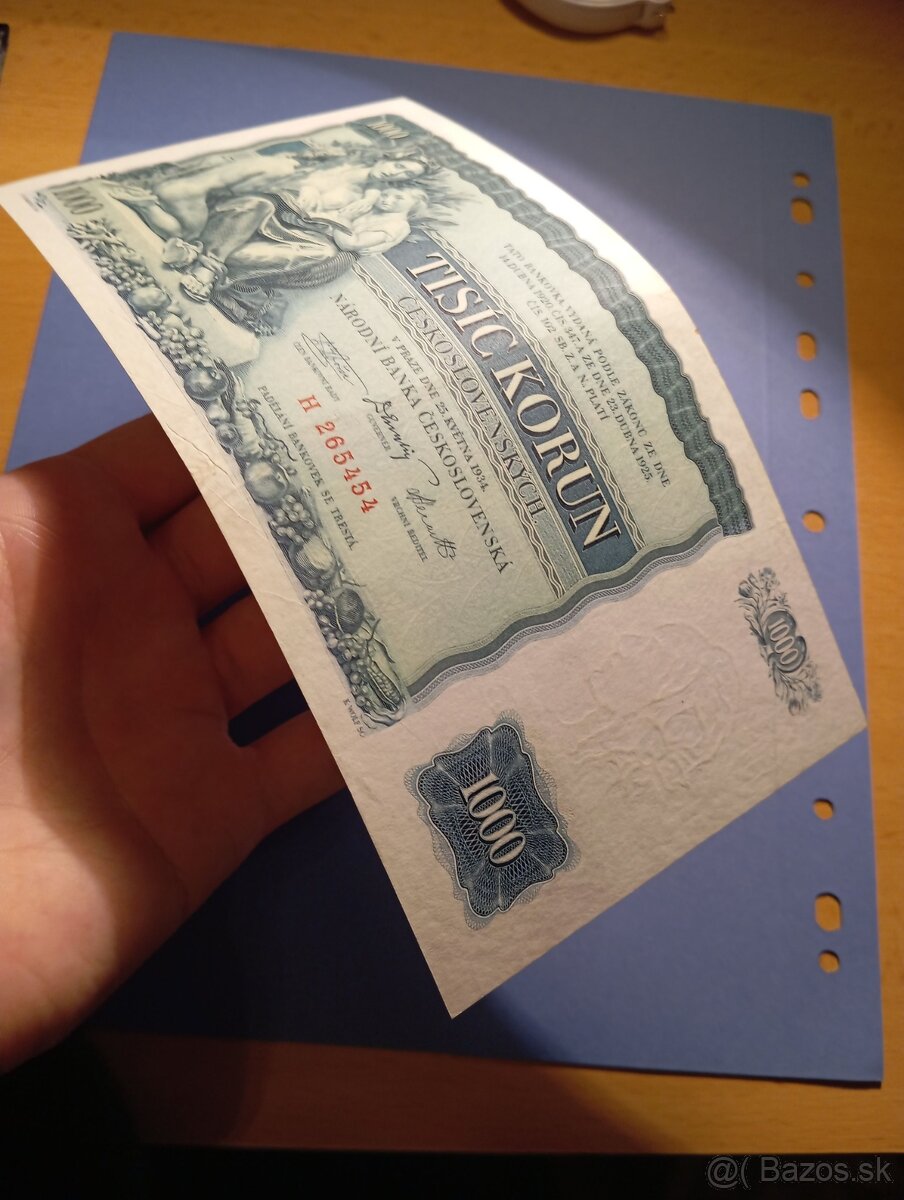 Predám bankovku 1000kč 1934 Neper - 2