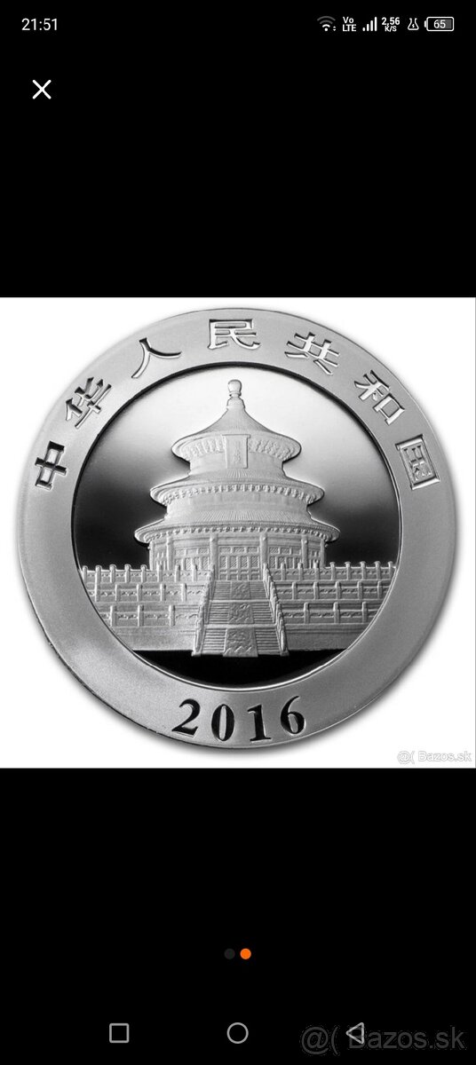 Panda 2016 strieborná minca - 2